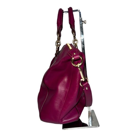 COACH Magenta Pebbled Leather Kelsey Satchel Bag - Picture 3 of 10
